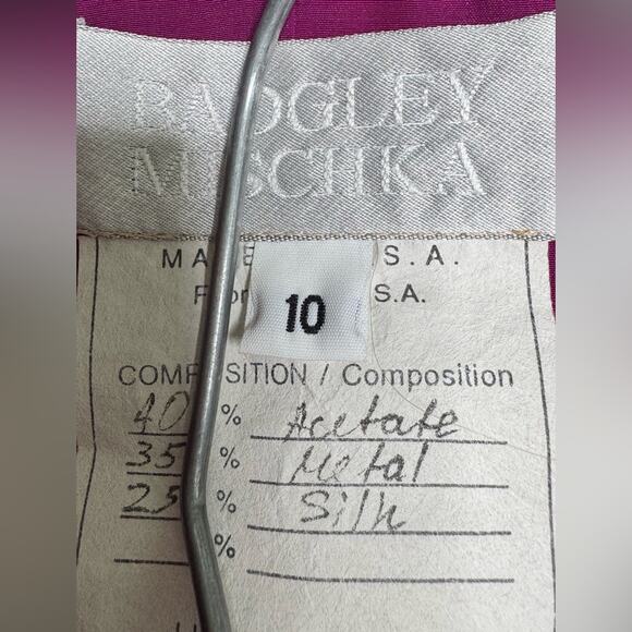 Vintage Badgley Mischka Two-Piece Satin Blend Magenta Blazer and Skirt Size 10 - Picture 13 of 13